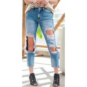 KANCAN RUBY HIGH RISE DISTRESSED BOYFRIEND FIT SIZE 11/29